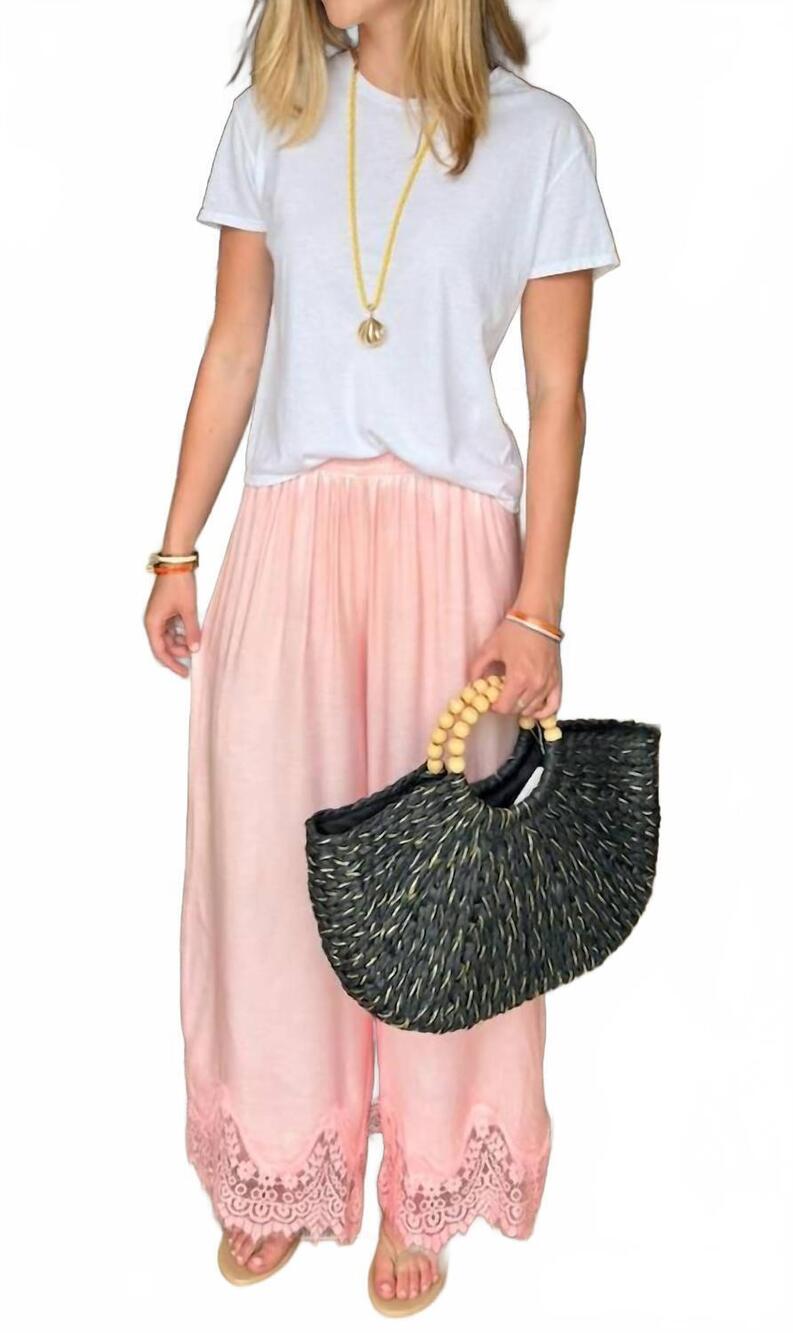 NEW MILIO MILANO mineral wash lace culotte pants in pink